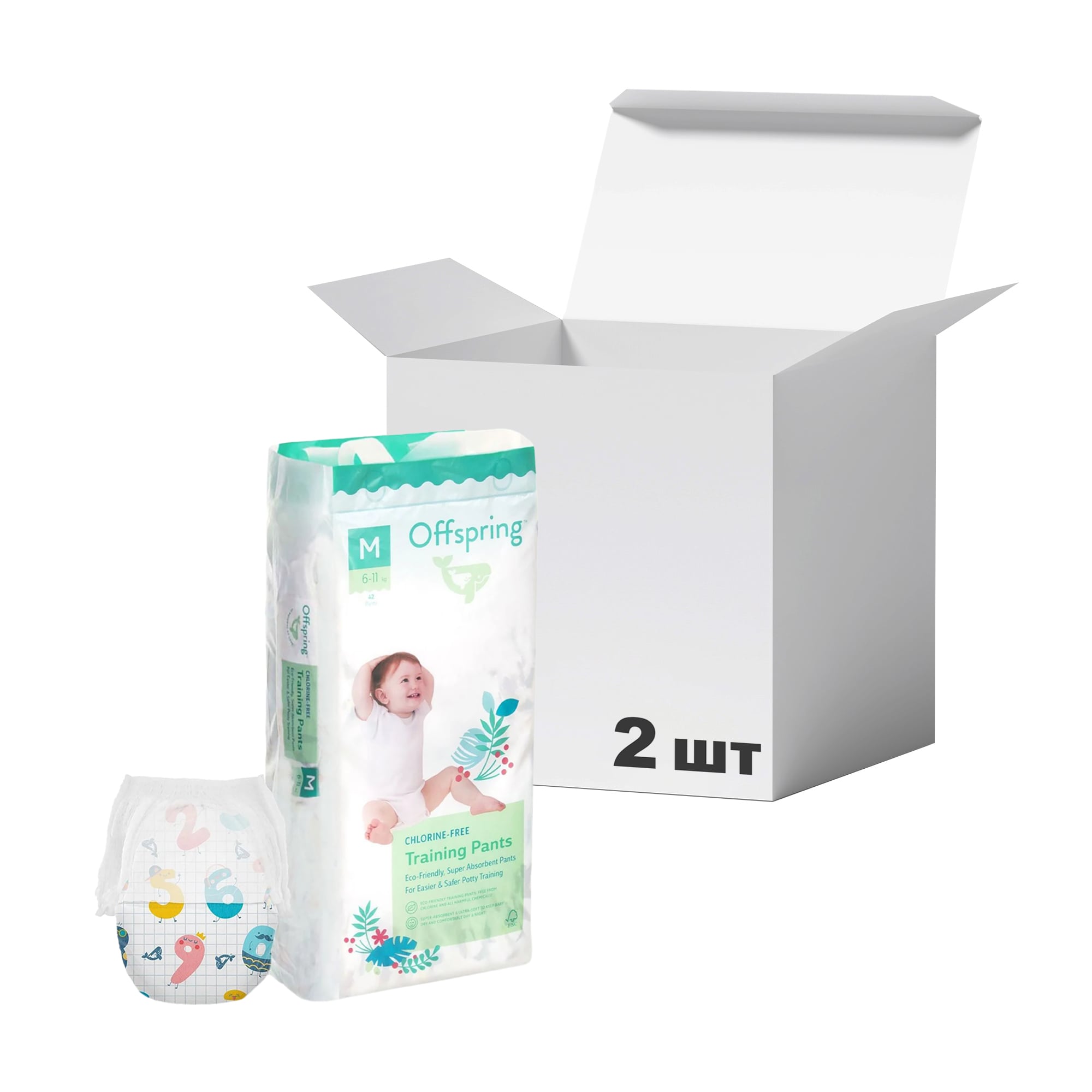 Упаковка підгузків-трусиків Offspring Fun Figures, розмір M (6-11 кг), 42 шт * 2 шт